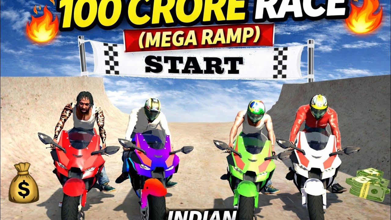 100 Crore Bike Race 💰🔥 | Mega Ramp Death Race 😱 | Indian Bike Driving 3D