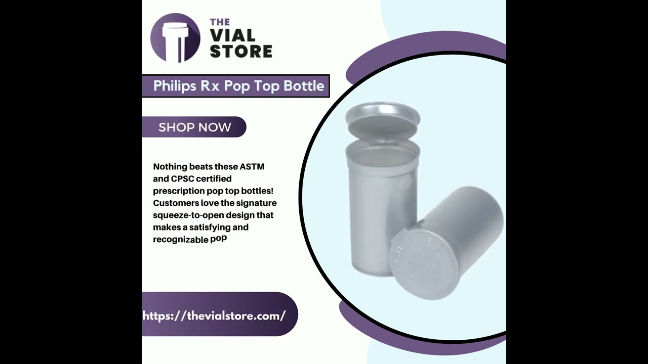 Philips Rx Pop Top Bottle - Silver - 19 dram - 225 Units
