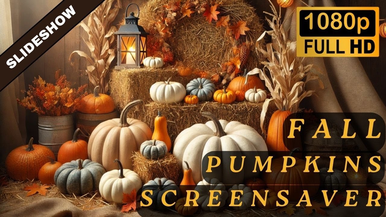 🎃 Fall Pumpkins Screensaver | 4-Hour Slideshow 🎃 Revolving Images of Pumpkin Arrangements| FULL HD
