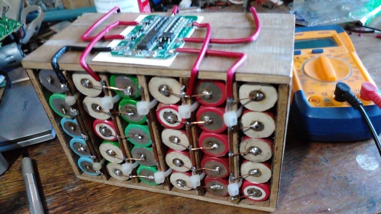 Converting 3S/10P 12V battery pack to 6S/5P 24V battery pack - YouTube