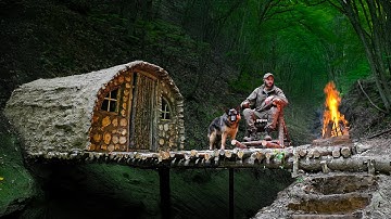 3 Days Alone in the Woods With My Dog | Building a Cozy Forest Shelter