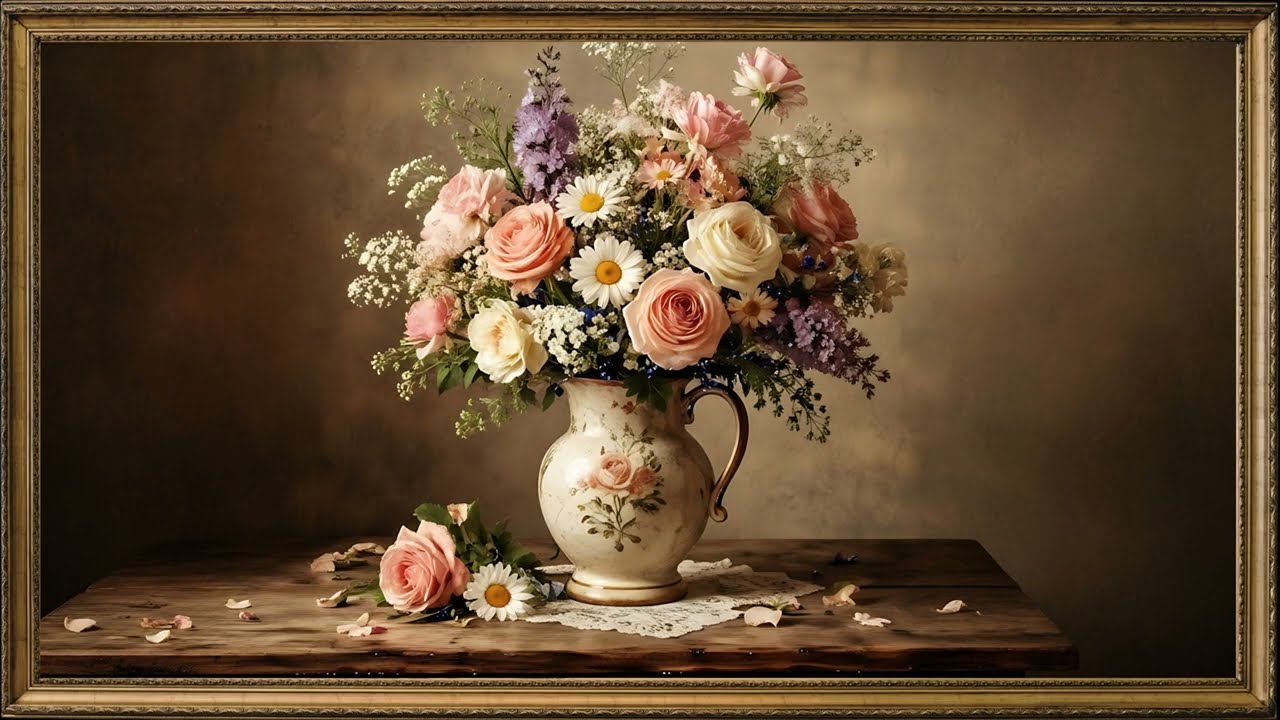 Soft Pastel Rose & Daisy Painting | Classic Life Floral Art