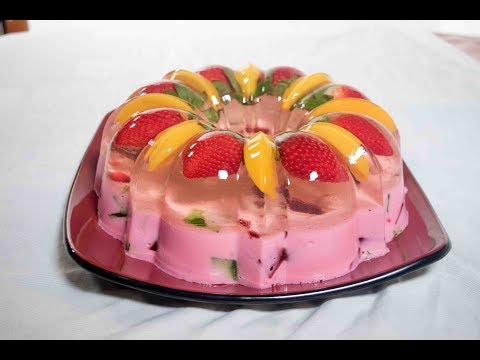 Gelatina de fresa y durazno