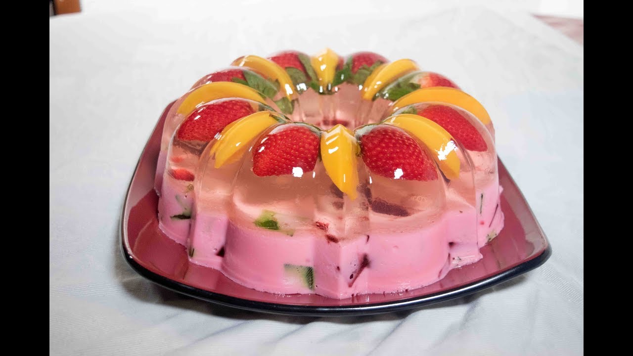 Gelatina de fresa y durazno
