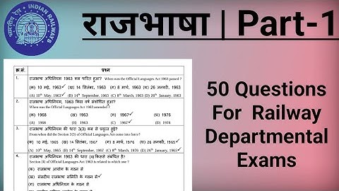 राजभाषा | Part-1 | Rajbhasha for Indian Railways Departmental Exam || question bank | JE signal Q&A