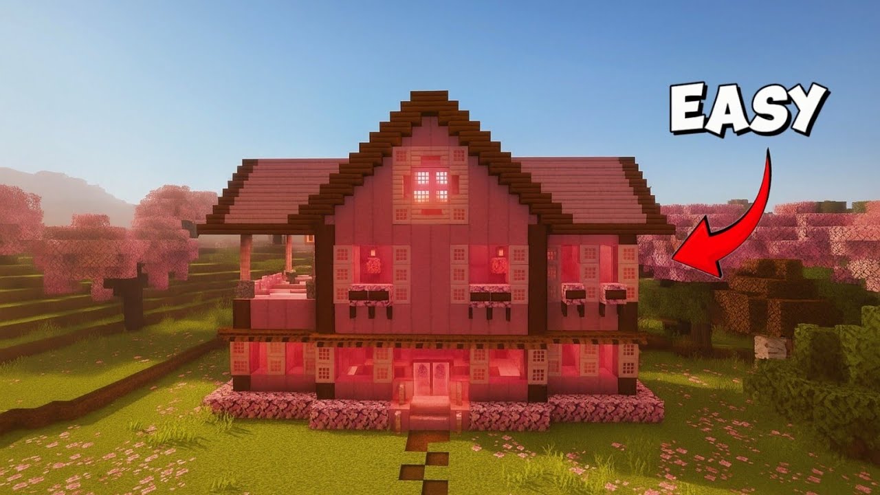 How to Make a Cherry Blossom Modern House in Minecraft (Easy Tutorial ...