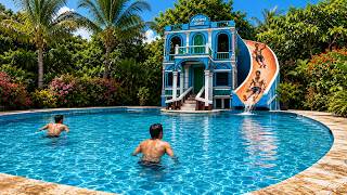 Tropical Pool House With Giant Water Slide Paradise