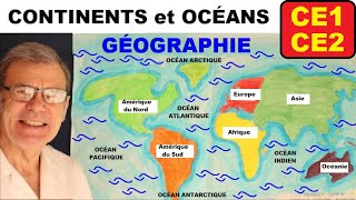 Continents et océans : Géographie pour ce1 ce2 à école à la maison