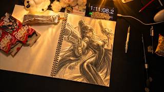 71 minutes Freehanding Sketch Drawing Bayonetta | By Fate Yang