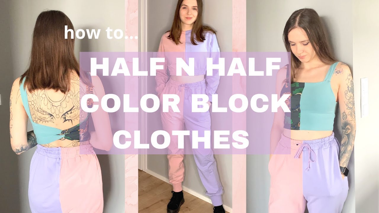 Making HALF N HALF joggers and top! ♥ Color block / patchwork clothes tips and how to!