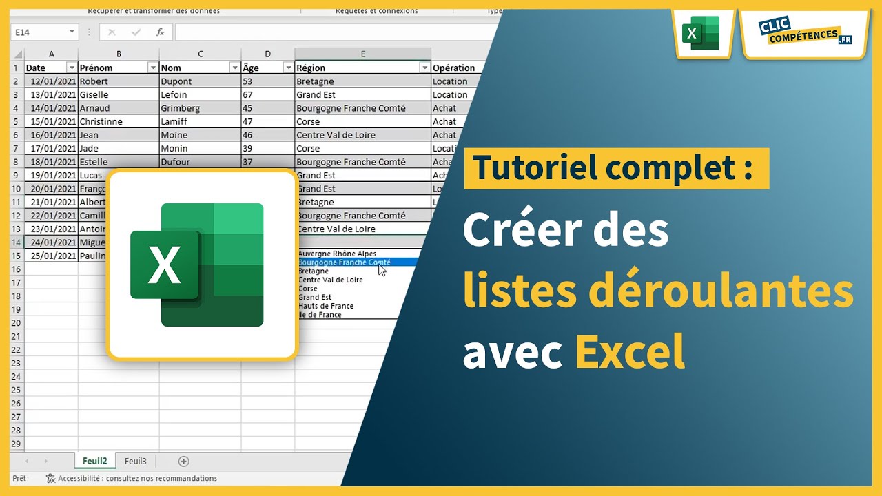Créer des listes déroulantes avec Excel - Cours débutant - YouTube