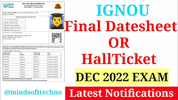 IGNOU Final Date sheet Or Hall ticket For December 2022 Term End Exam 🔥 Latest Notifications ✅