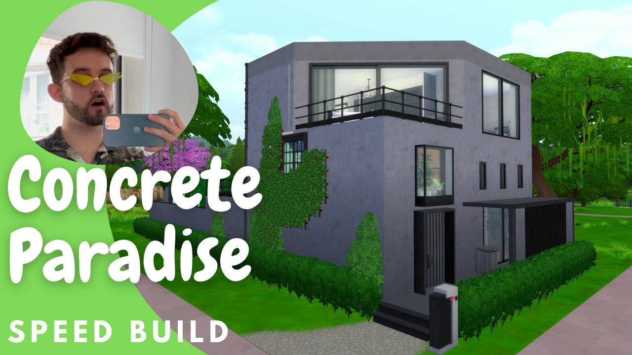 The Sims 4  - Concrete Modern Industrial House - Speed build  -Voice over