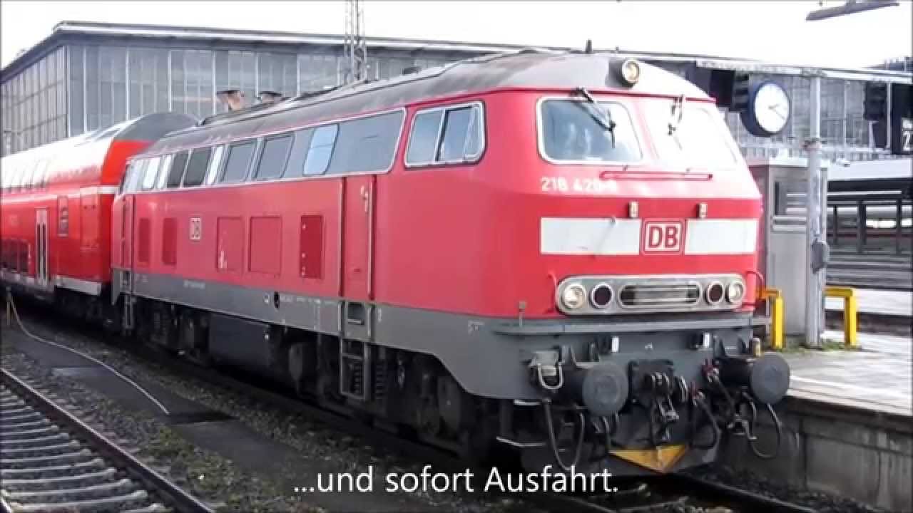 218 420 (TB 11 Neubau): Motorstart, Zuschalten der Zugheizung und Ausfahrt