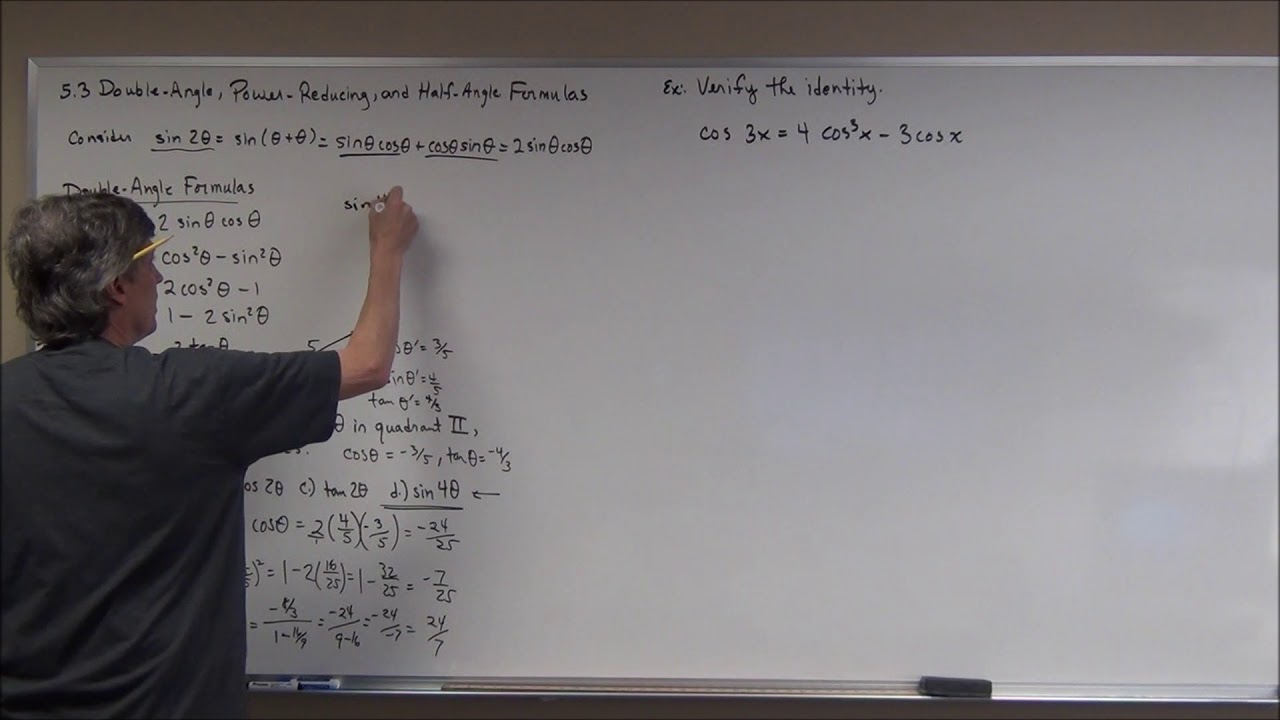 5 3 Double Angle, Power Reducing, and Half Angle Formulas - YouTube