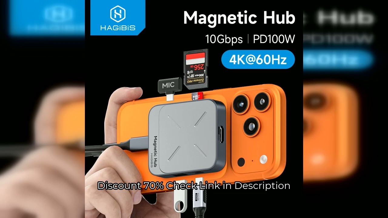 Hagibis Magnetic USB C Hub Type-C Multiport Adapter Docking Station 4K HDMI 100W PD For Macbook iPho