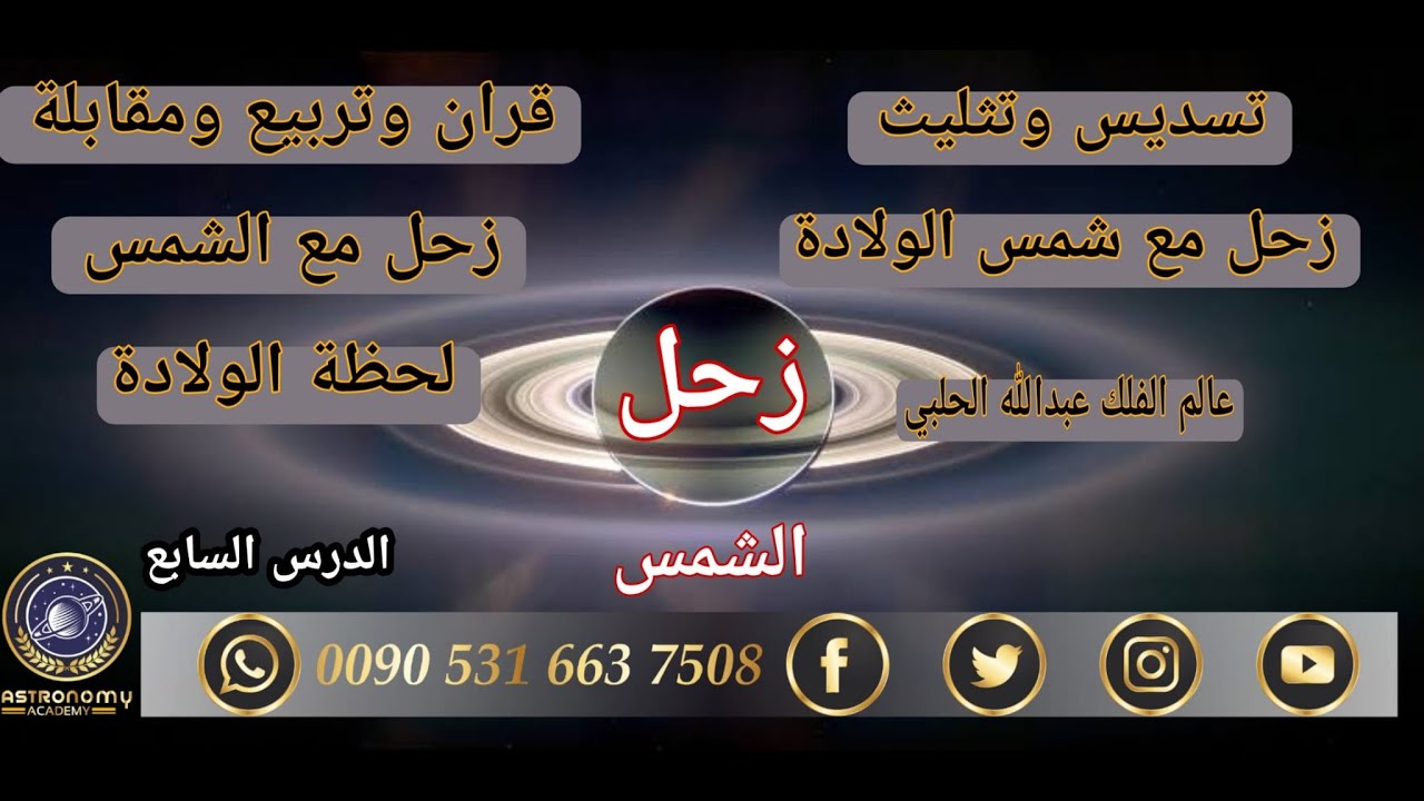 قران زحل والشمس لحظة الولادة وباقي الاتصالات لهم الدرس السابع عبدالله الحلبي
