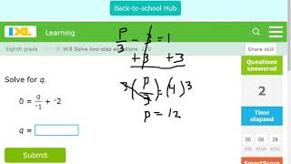 8th Grade Math IXL W 8 Solve two step equations