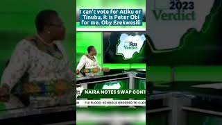 I can't vote for Atiku or Tinubu, it's Peter Obi for me. Oby Ezekwesili #election2023