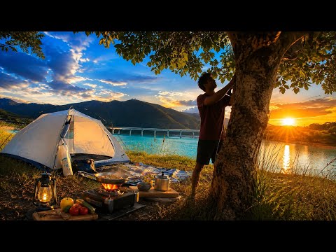   Campeggio near in lake 🏞1,cold and fresh day ,coking a deligious pasta#camping #campeggio #camping