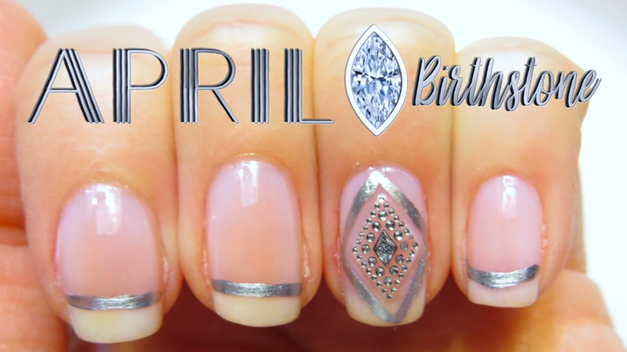 April Diamond Nail Design - Birthstone Series Nail Art - YouTube April Diamond Nail Design - Birthstone Series Nail Art - YouTube