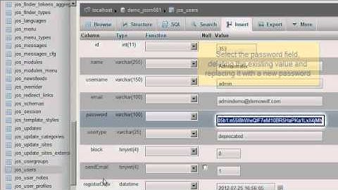 How to reset your Joomla 2.5 password using PHPmyadmin