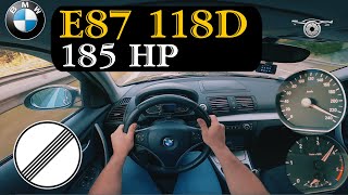 232km/h | BMW E87 118D Tuned 185HP | POV Acceleration on German Autobahn | 100  200km/h