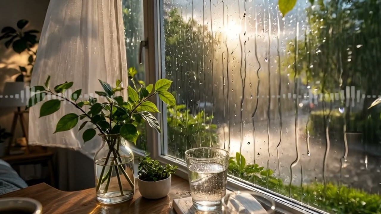 Sunlit Rainy Day Vibes ☀️🌧️ 비 오는 날 햇살 감성 | Cozy Desk & Coffee