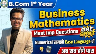 B.Com 1st Year Business Mathematics: Most Imp Numerical Questions &amp; Solution l One Shot #bcom #maths