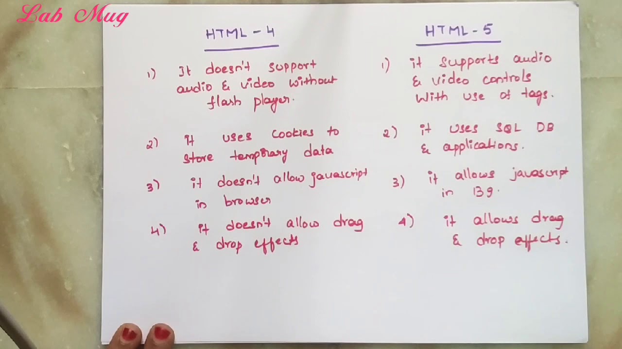 Differences between HTML 4 and HTML 5 || 3||HTML in telugu - YouTube