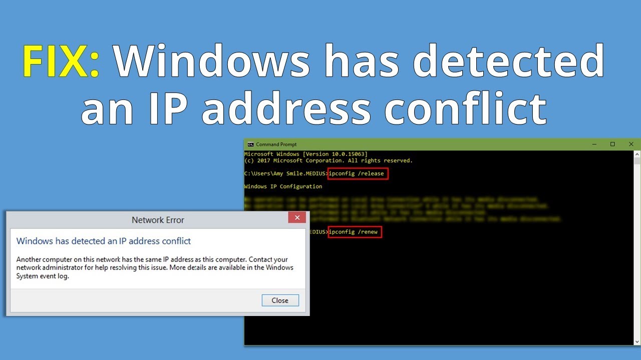 windows system event log ip address conflict