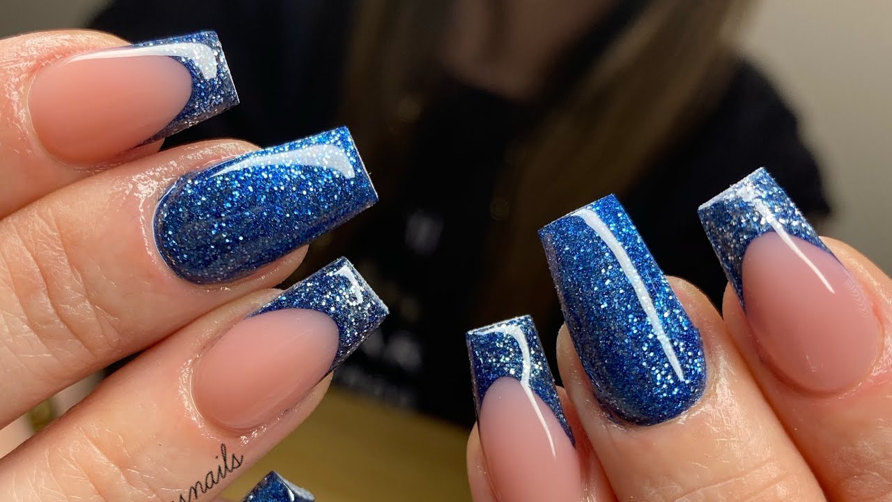 5. Sky Blue and Glitter Nail Design - wide 4