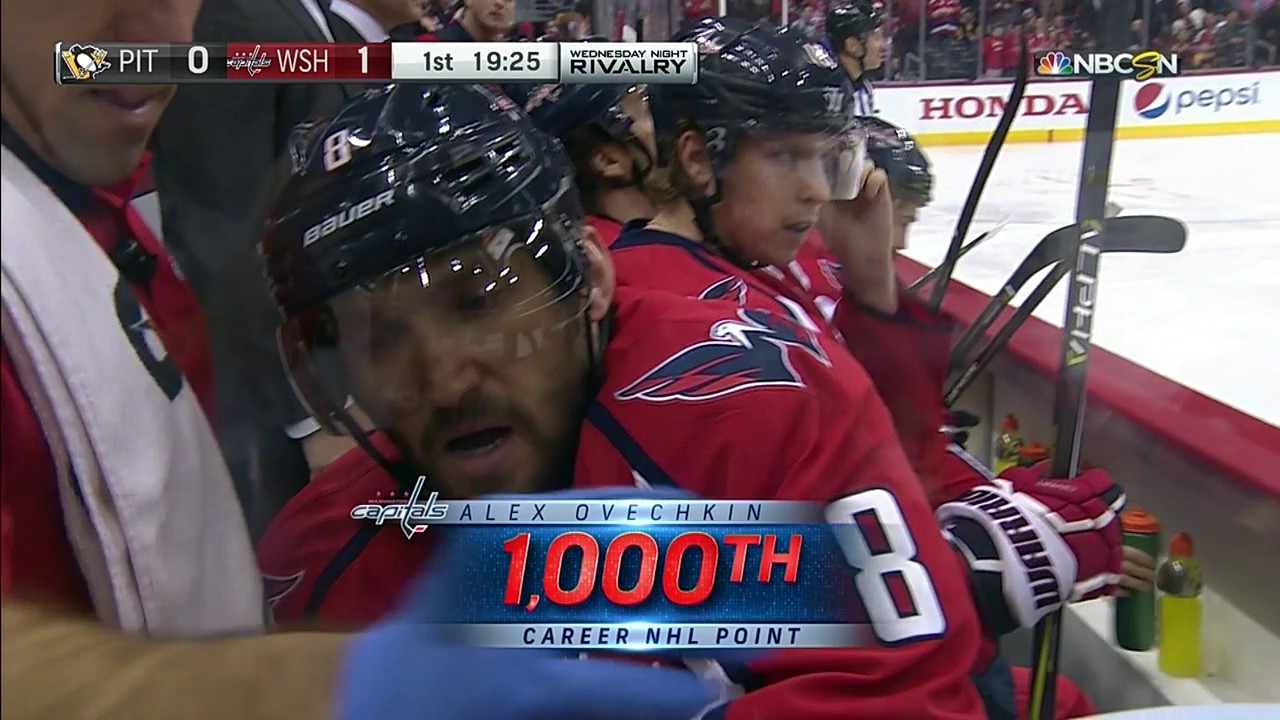 Alex Ovechkin tallies 1,000th point after scoring in game's first minute!