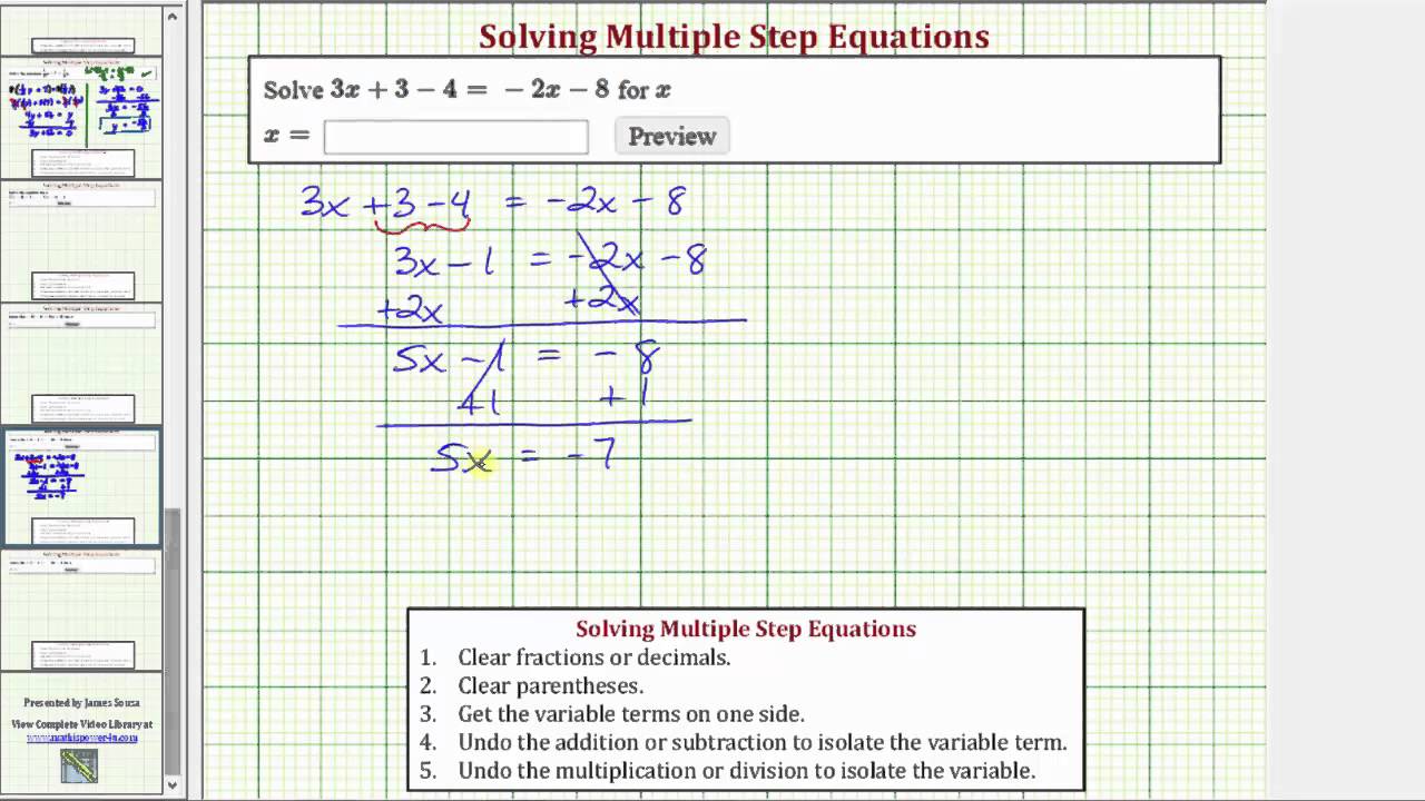 ex-solve-a-multiple-step-equation-with-variables-on-both-sides-youtube