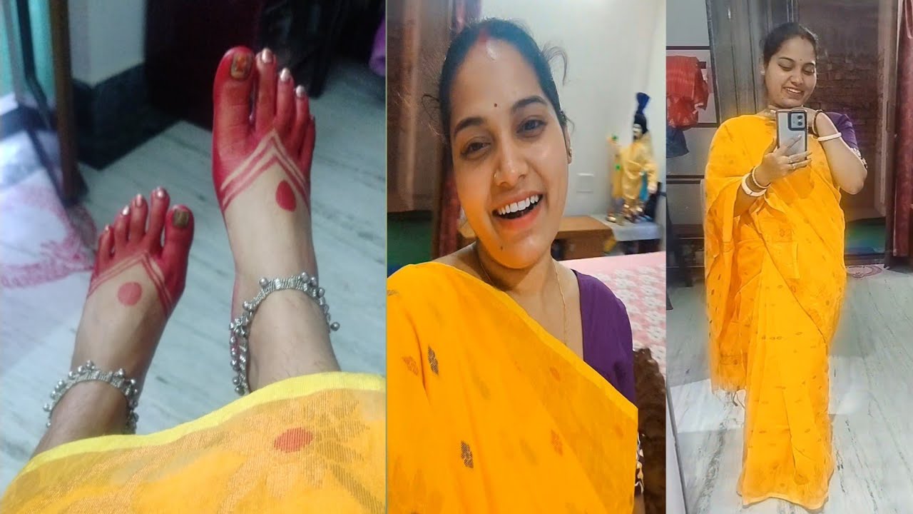 কৃষ্ণকথা শুনতে এলাম পাশের বাড়ি \\হরে কৃষ্ণ \\বৃহস্পতিবার উপলক্ষে আলতা পড়লাম \\mahawar Alta Design 