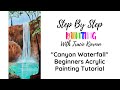 Canyon Waterfall Acrylic Painting Tutorial For Beginners