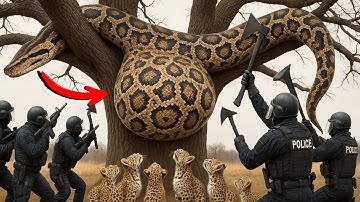 Rescue Team Faces a Giant Python to Save Leopard Cubs Trapped in Its Coils
