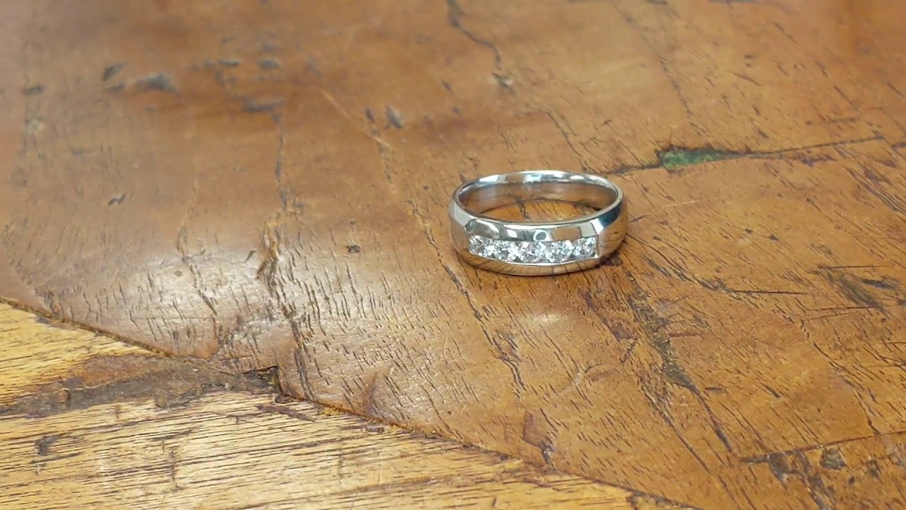 0.75 Ct. 5 Stone Channel Set Men's Wedding Ring - TwoBirch - TB-GR-0004-WG-J