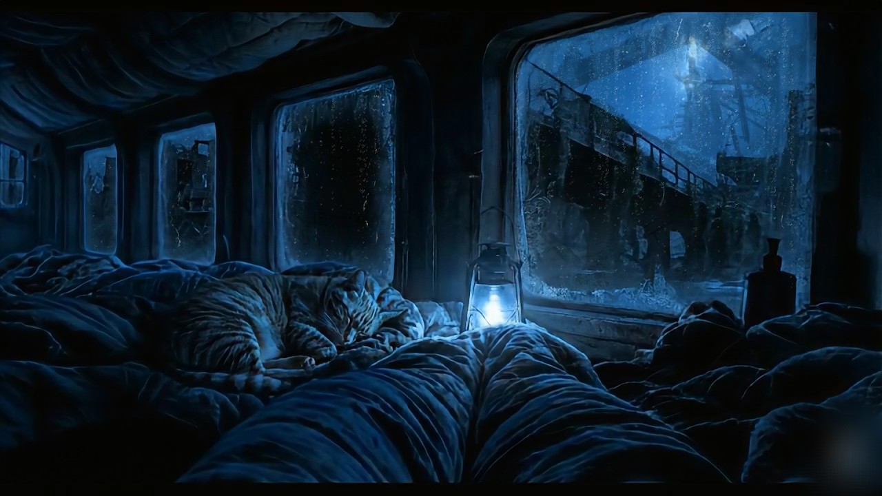 Heavy Rain Sounds in a Cozy Train Cabin (No Ads) 🚂 | Dark Screen Sleep Ambience for Relaxation