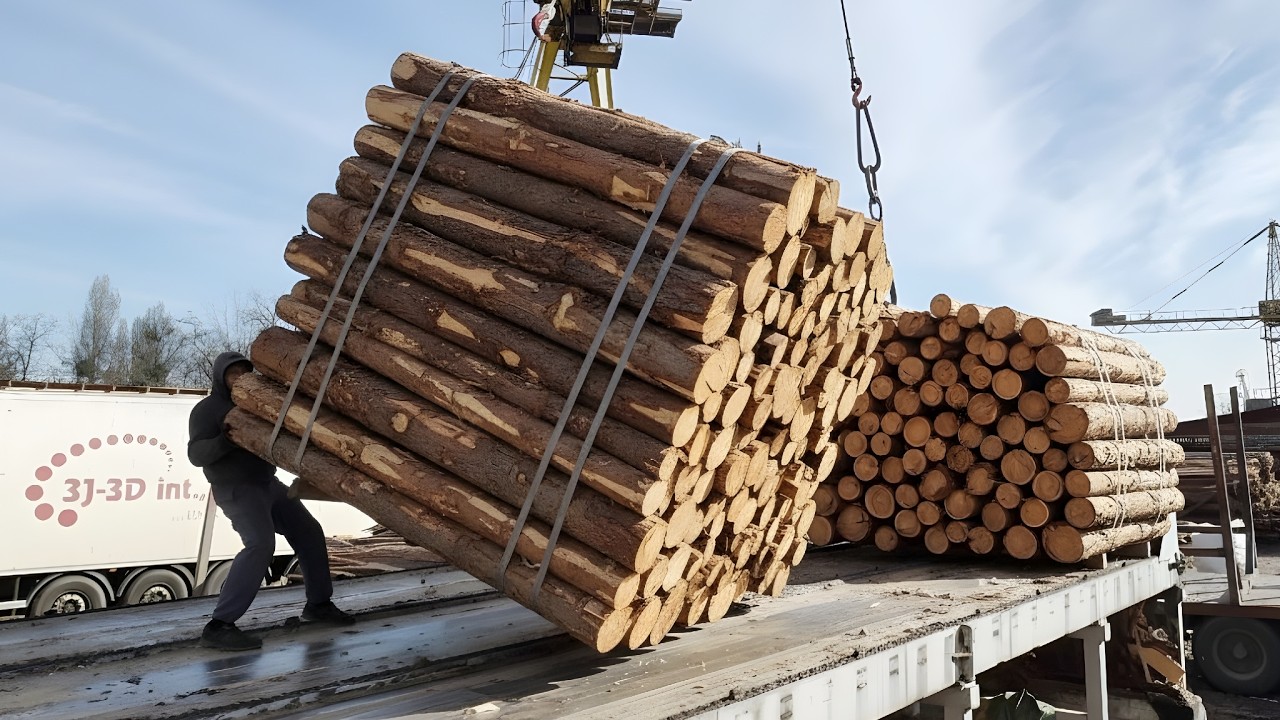 HIGH RISK Log Bundles at the Edge — Turning Into Wood Chips.
