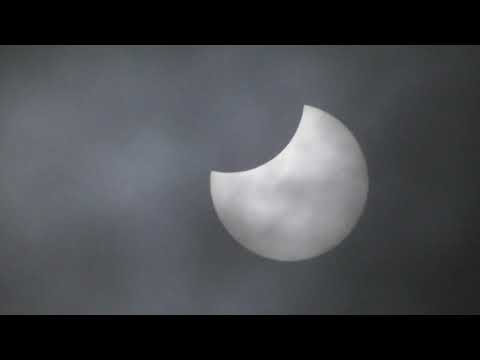 Annular Partial Solar Eclipse filmed from England UK 10 June 2021 1124am on Panasonic Camcorder