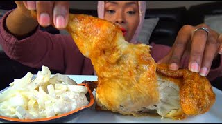 ASMR * Rotisserie Chicken & Creamy Onion Salad | آصوات الآكل *دجاجة مع سلطة البصل بالكريمة