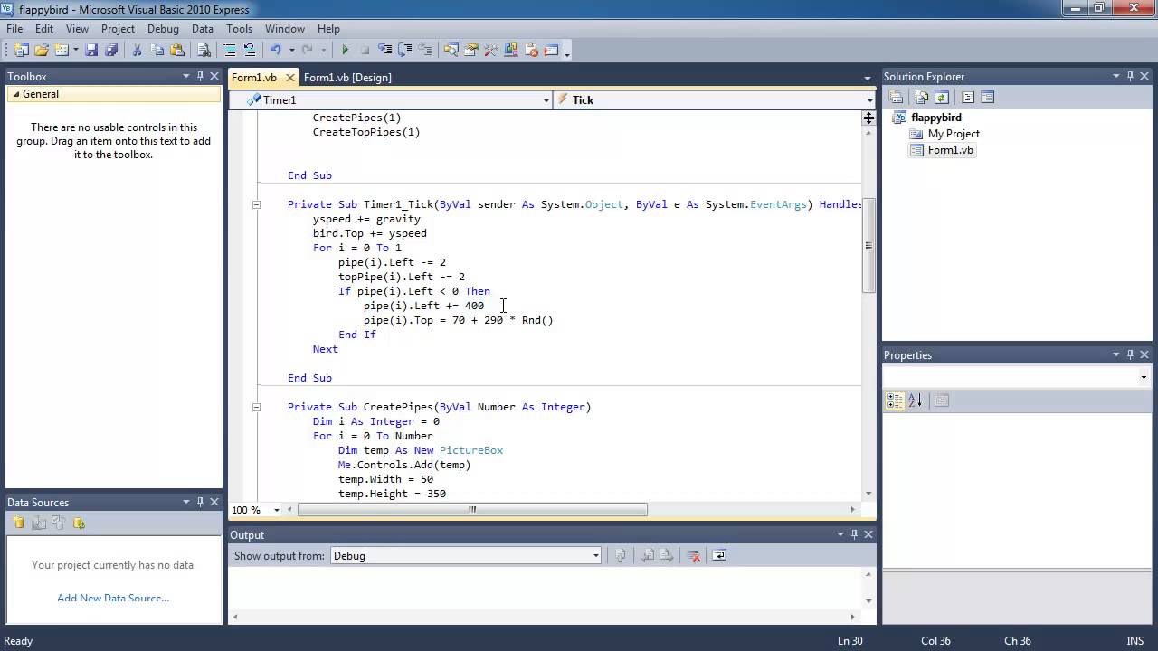 How to program Flappy Bird in Visual Basic lesson 5 - top pipes - YouTube