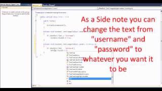 c# username and password for begginers