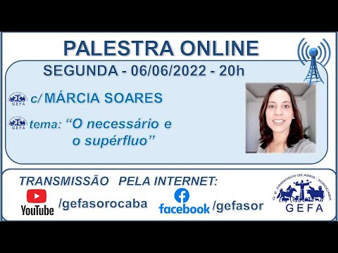 Assista: Palestra online - c/ M�?RCIA SOARES (06/06/2022)