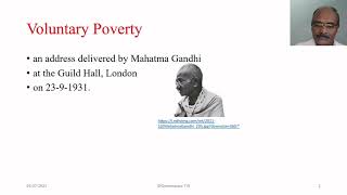 Introduction to the speech &#39;Voluntary Poverty&#39; delivered by Gandhiji