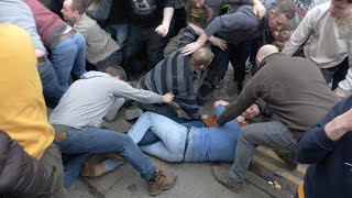 Police Break Up Brutal Ball Game In Atherstone As Scuffles Erupt On The Street: Extended