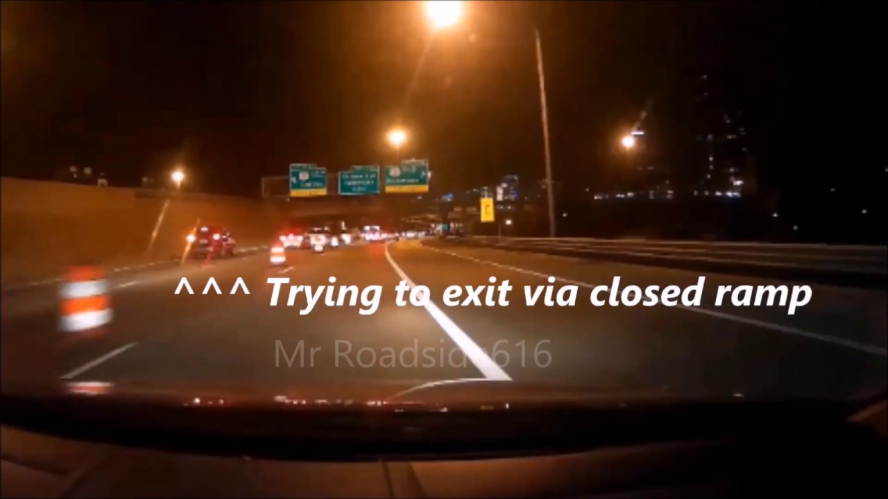 Attempting to exit a ramp that is closed for construction - YouTube