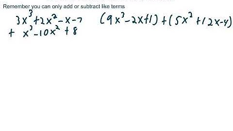 Algebra 2 6.3 Adding, Subtracting, and Multiplying Polynomials