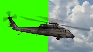 Black Hawk Uh-60 Helicopter In Fly - Green Screen - Free Use